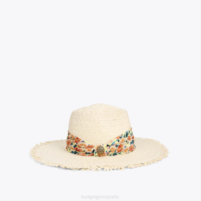 Kurt Geiger mujer sombrero fedora con banda de paja londres 2LPR460 | accesorios combinación beige